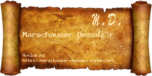 Marschauser Dezsér névjegykártya